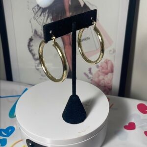 Gold Medium Hoop Earrings with Smooth Finish